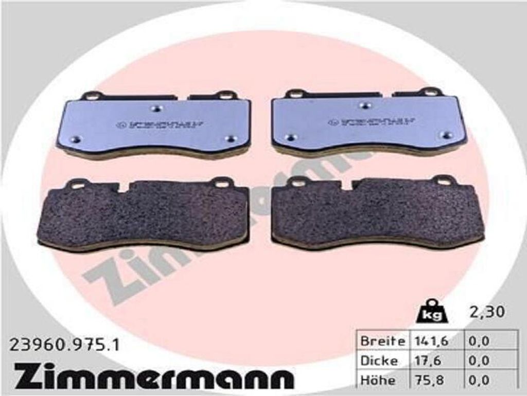 ZIMMERMANN Bremsbeläge Satz Vorne Bremsklötze passend für MERCEDES-BENZ E-Klasse Limousine (W211) 23960.975.1