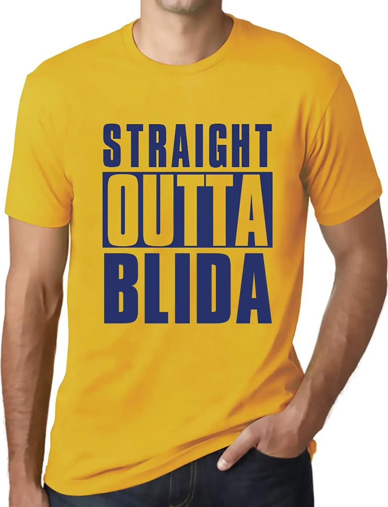 Herren Grafik T-Shirt Direkt aus der Blida – Straight Outta Blida – Öko-Verantwortlich Vintage Jahrgang Kurzarm Lustige Druck Geburtstag Gesch...