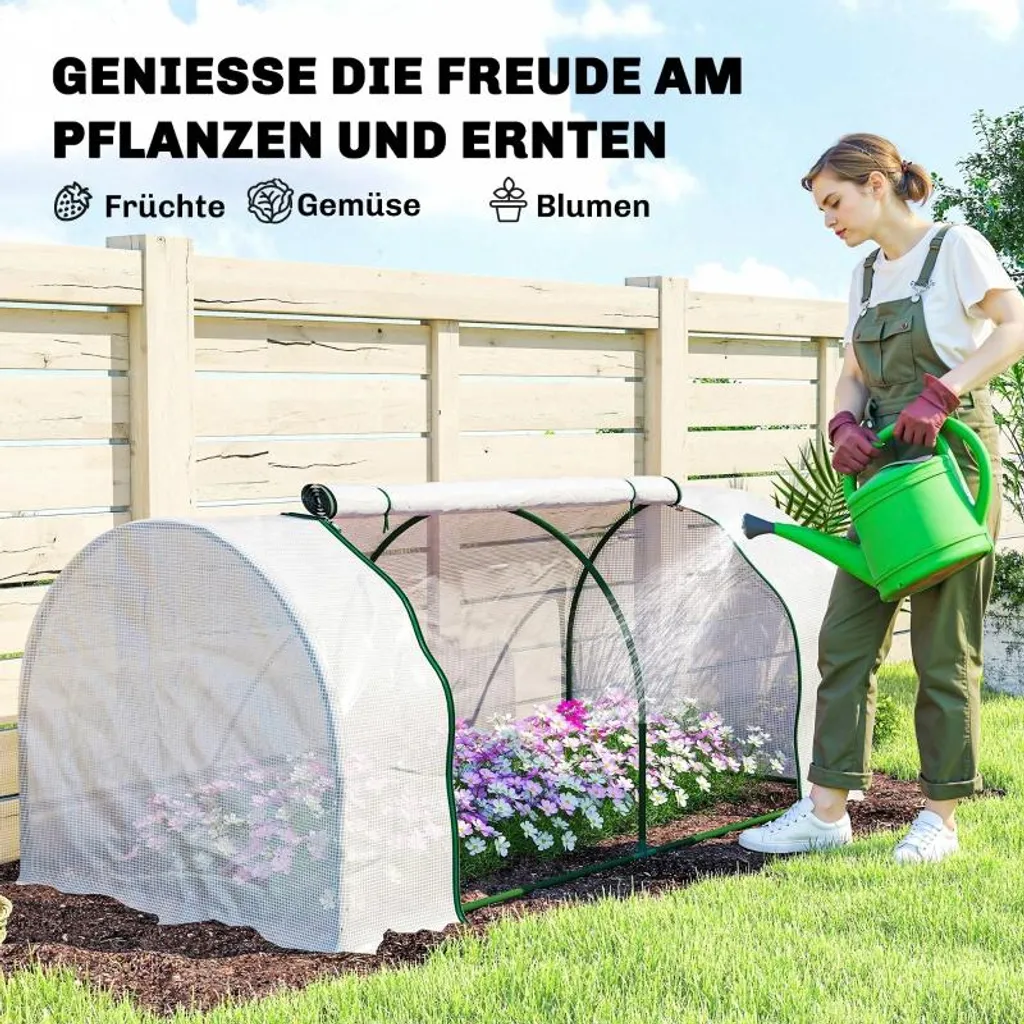 Serre de jardin anti-UV blanche 200 cm en plastique renforcé et acier