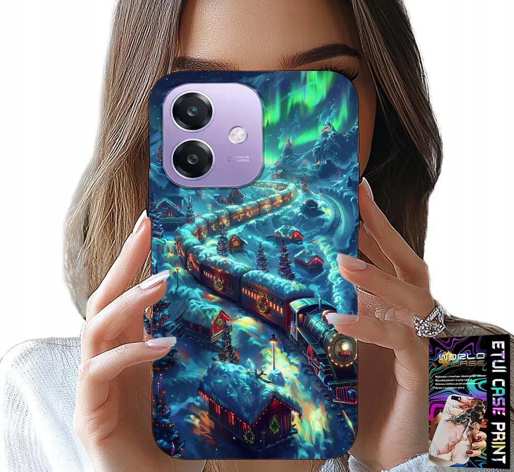 Custodia per Oppo A40 / A40M - Treno, motivi natalizi + vetro