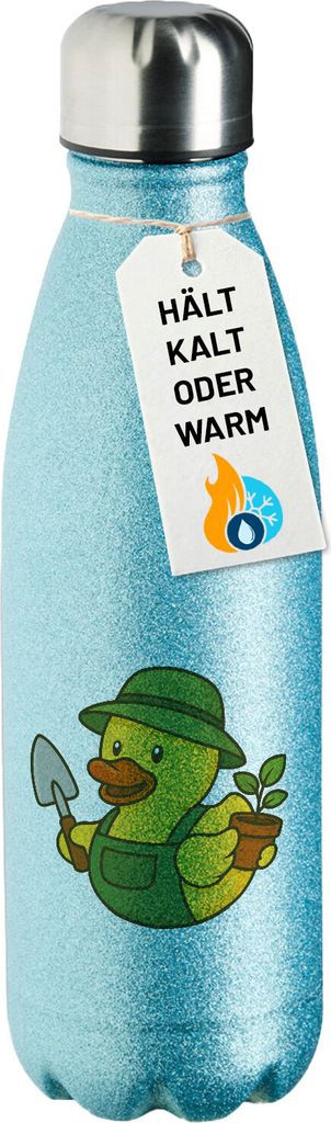Huuraa Trinkflasche Quietscheente Gartenbau Comic Gummiente 500ml Blue Edelstahl Wasserflasche Trinkflasche Geschenkidee