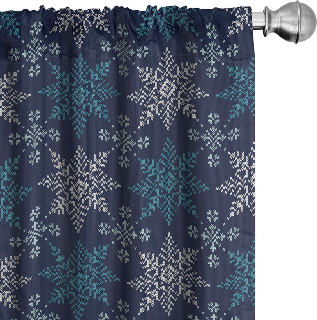 ABAKUHAUS Schneeflocke Vorhänge, Gardinen, Winter Holiday Theme Acht wies Stern Christmas Pattern, 2 Stück 75 x 245 cm, Meeresgrün Hellblau
