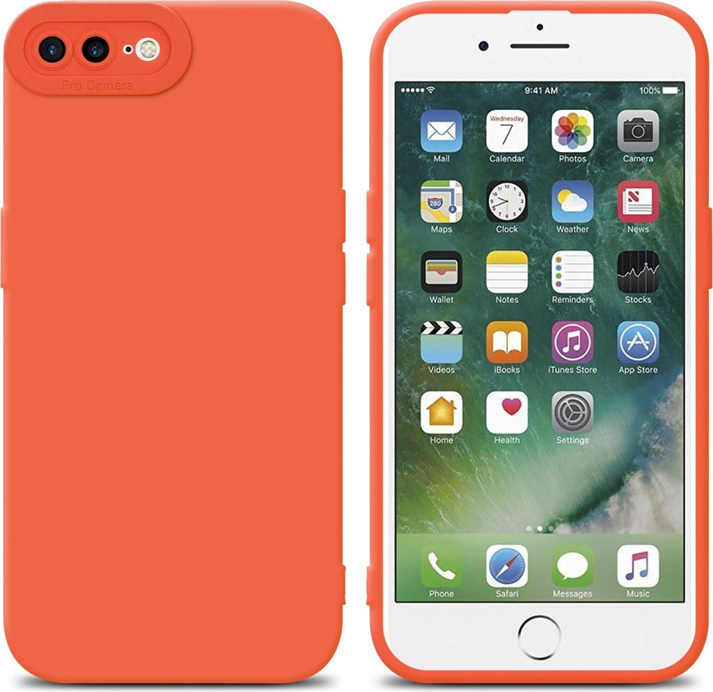 Cadorabo Hülle für Apple iPhone 7 PLUS / 7S PLUS / 8 PLUS Schutz Hülle in Orange TPU Silikon Etui Case Handyhülle