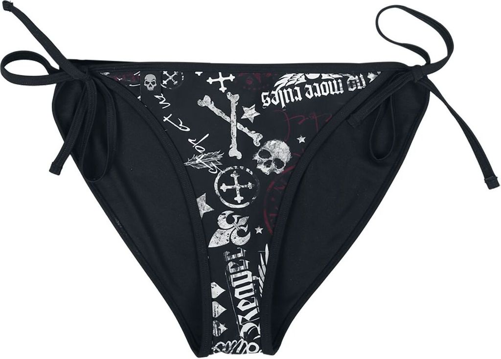 Rock Rebel by EMP Damen schwarzes Bikini-Unterteil Mix and Match mit Skull und Label Print XL