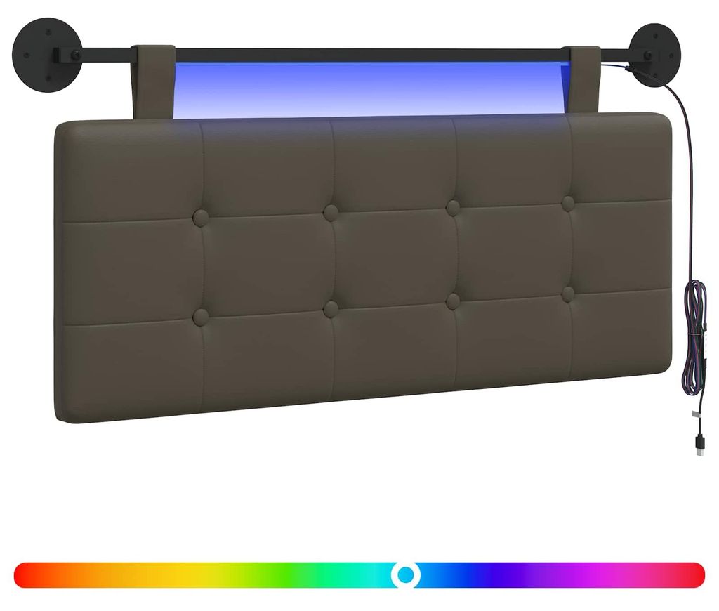 Hängendes Kopfteil Mit LED Licht Grau Kunstleder