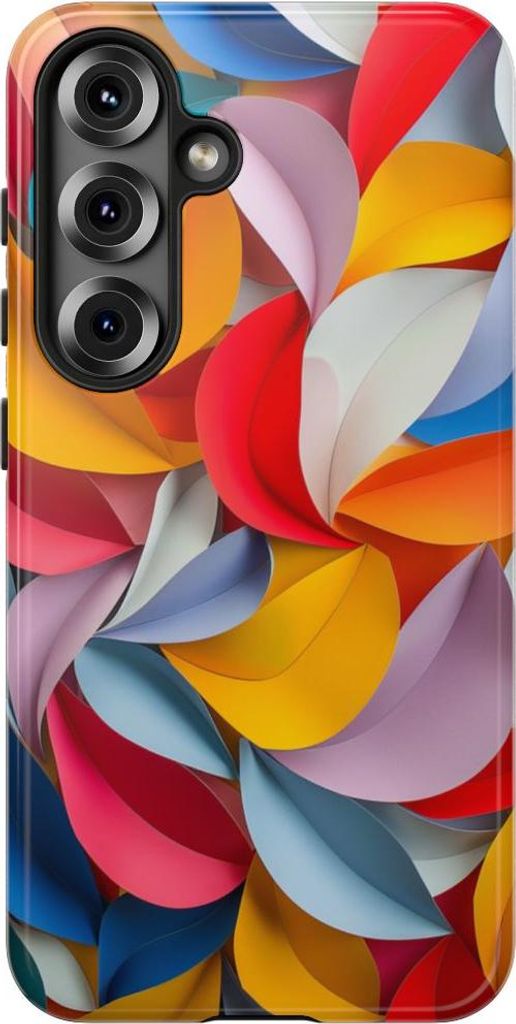 Buntes Blätter-Design im Papierschnitt-Stil – Hülle Kompatibel mit Samsung Galaxy S25