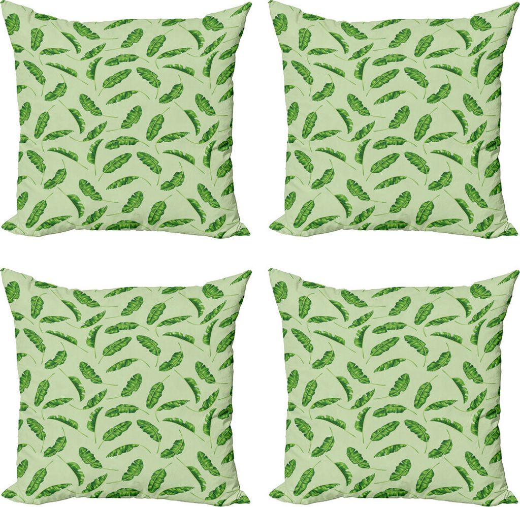 ABAKUHAUS Urwald Kissenbezug Set (4 Stück), Oceanic Climate Palms, Moderner Doppelseitiger Digitaldruck, 50 cm x 50 cm, Fern und Hellgrün