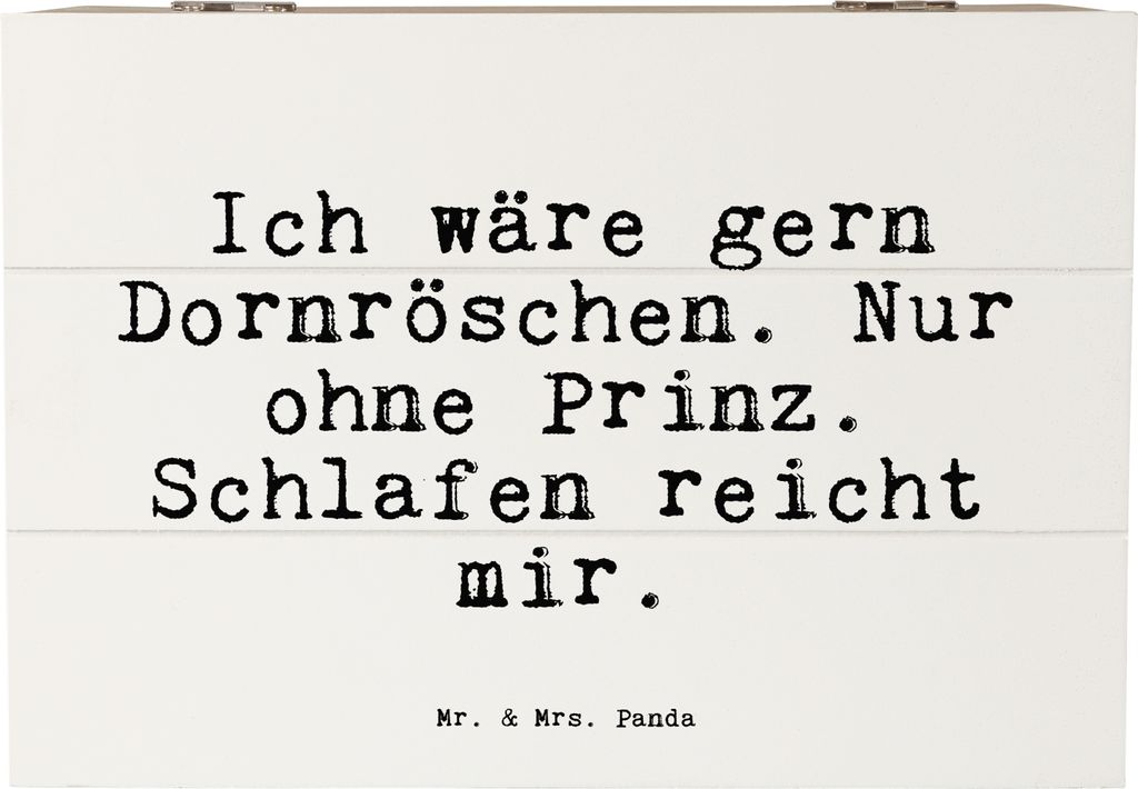 Mr. & Mrs. Panda kiste holz Ich wäre gern Dornröschen.... 22 x 15 cm - Weiß - Geschenk, Box, Prinzessin, Prinz, schatztruhe, Sprüche, lustig, f...