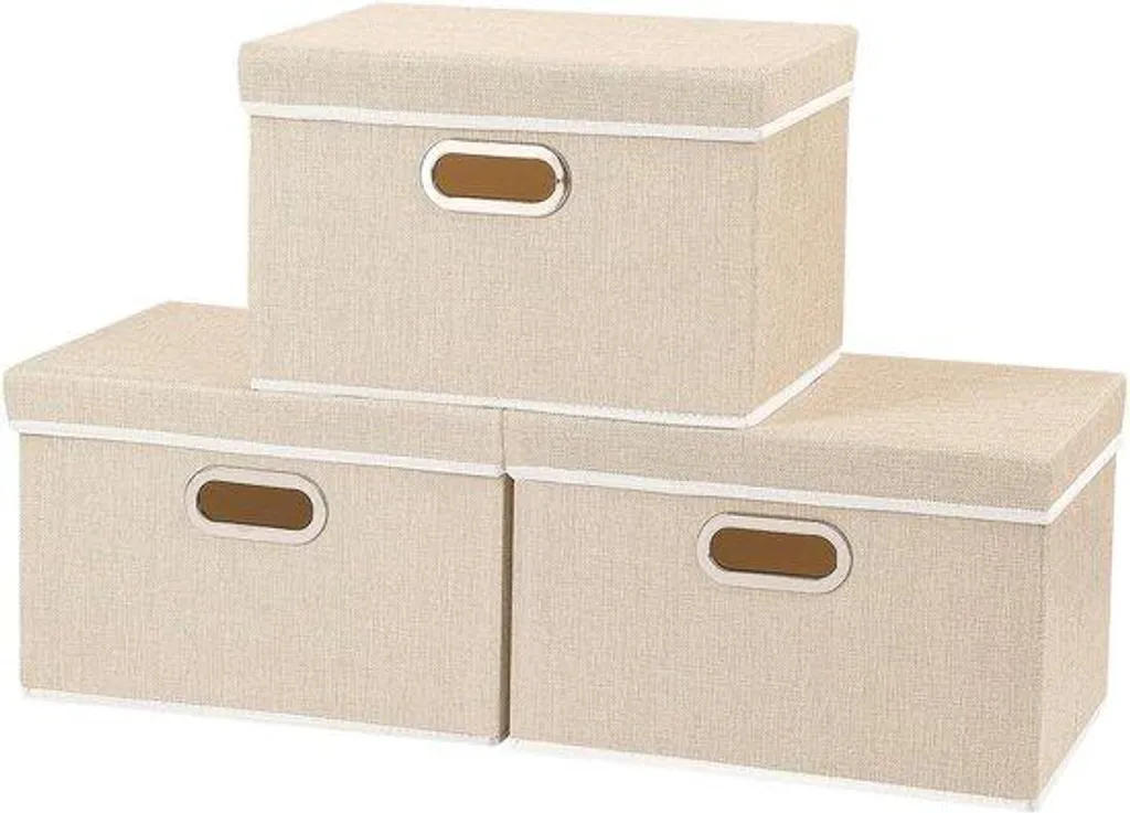 Rangement de vêtements pour étagère dressing beige pliable - 3 unités