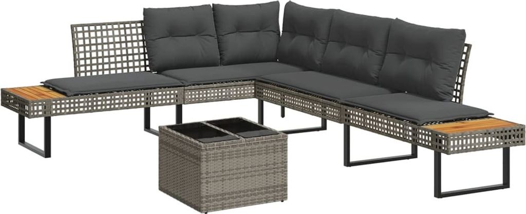 Maison Exclusive - 2-tlg. Garten-Sofagarnitur mit Kissen Grau Poly Rattan Glas