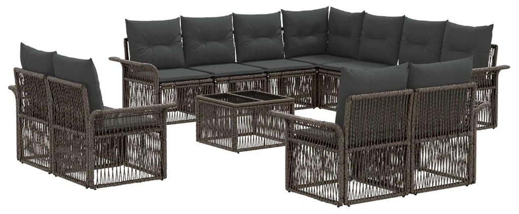 Gartensofa-set 12 pcs Grau und Dunkelgrau Poly-Rattan