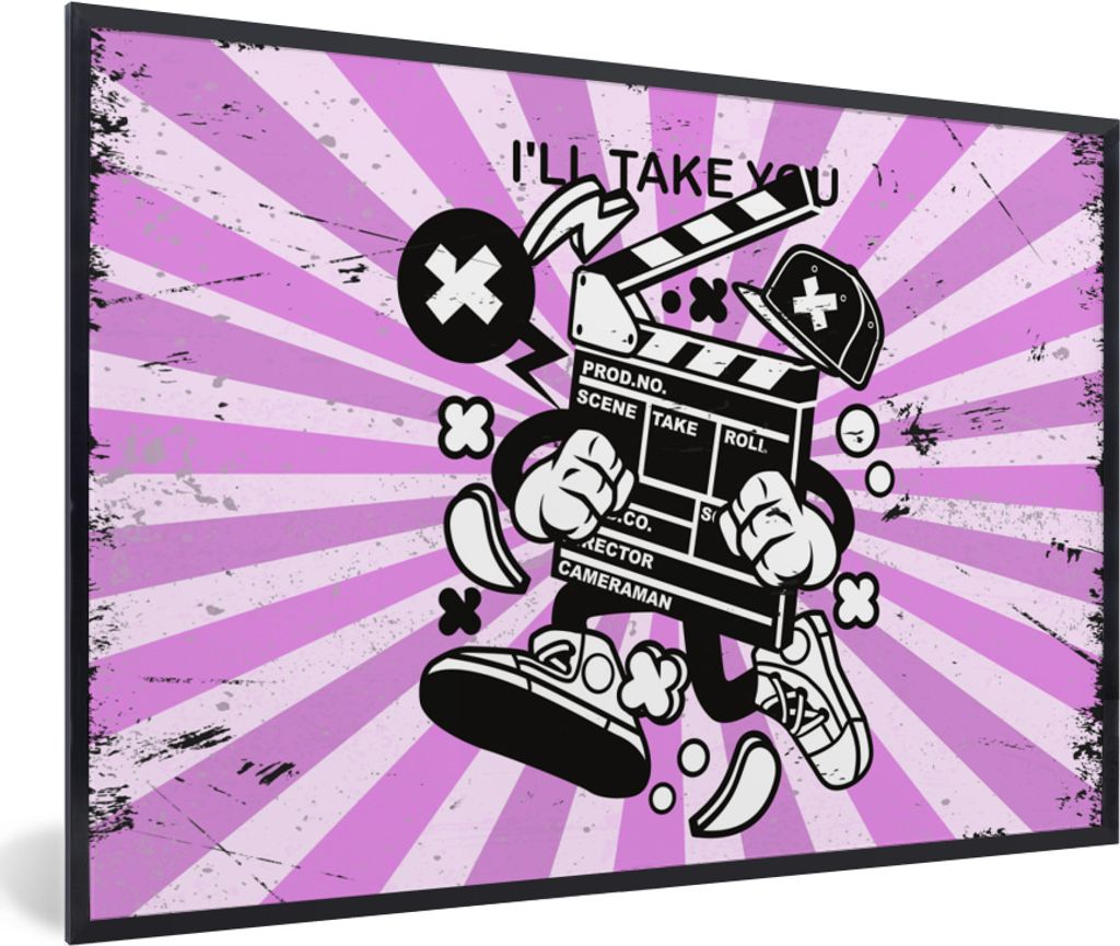 MuchoWow MuchoWow Gerahmtes Poster Filmklappe - Schuhe - Retro 60x40 cm - Poster mit zchwarzem Bilderrahmen - Printing - Wanddeko Schlafzimmer