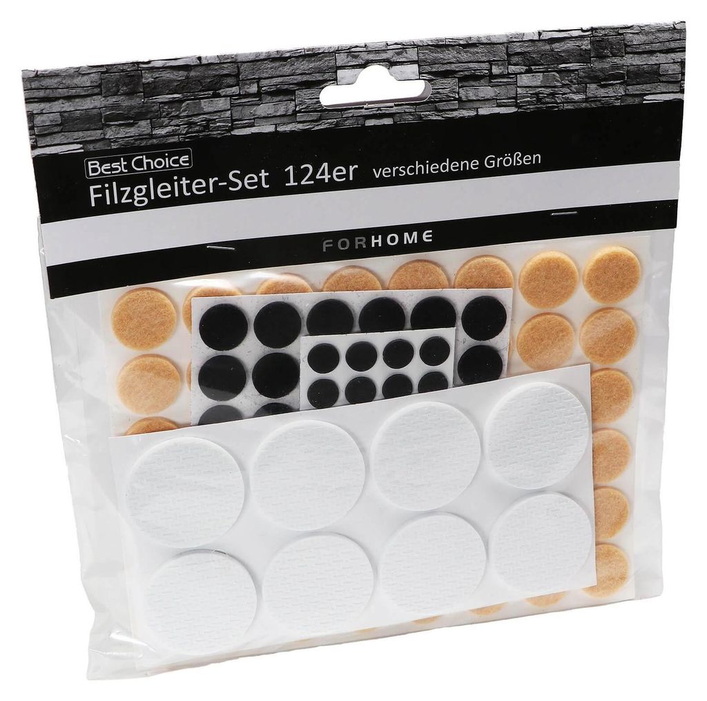 Filzgleiter Set 124 teilig verschiedene Größen Möbelgleiter schwarz weiß beige