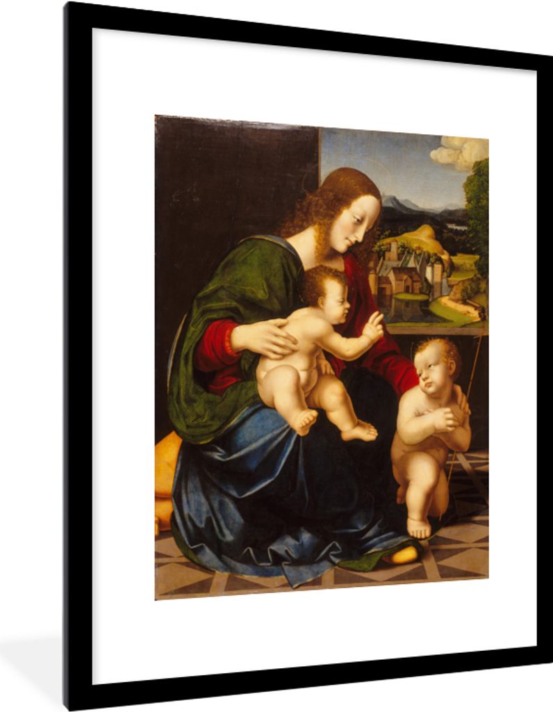 MuchoWow MuchoWow Gerahmtes Poster Johannes der Täufer - Leonardo da Vinci 60x80 cm - Poster mit zchwarzem Bilderrahmen - Wohnzimmer - Dekorat...