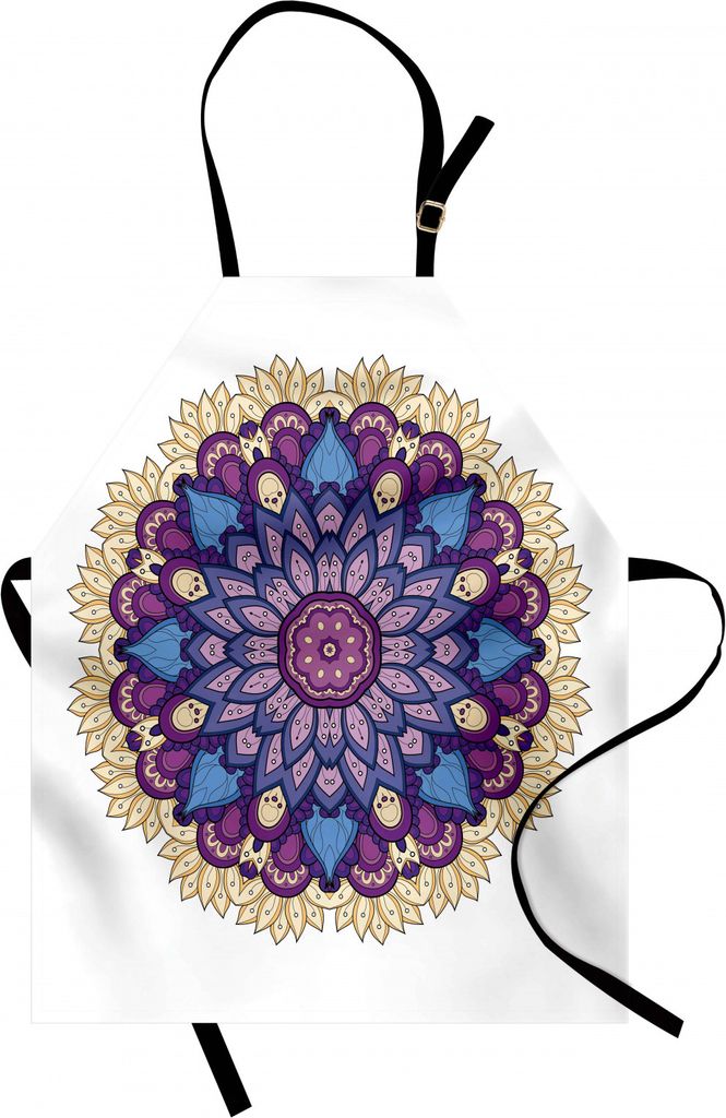 ABAKUHAUS Mandala Kochschürze, Flower Shaped Universe Diagramm mit Farbkonturen okkulten Esoterik Folk Bild, Farbfest Höhenverstellbar Waschbar K...