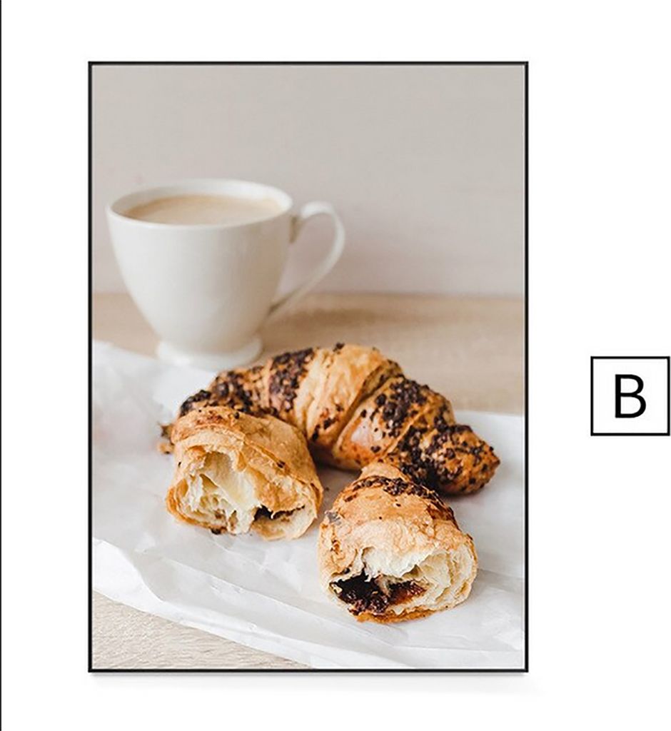 TPFLiving Kunstdruck LW-1730 (OHNE RAHMEN) Poster - Leinwand - Wandbild - Hochauflösender Giclée-Druck, langlebig und hochwertig - Frühstück, K...