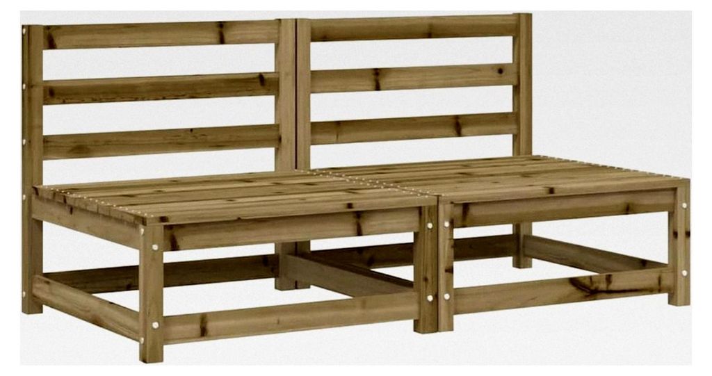 Modulares Gartensofa 2 Stück, Sofa ohne Armlehnen, Gartensessel mit Lattenrost, Relaxsessel für den Garten, Kiefernholz