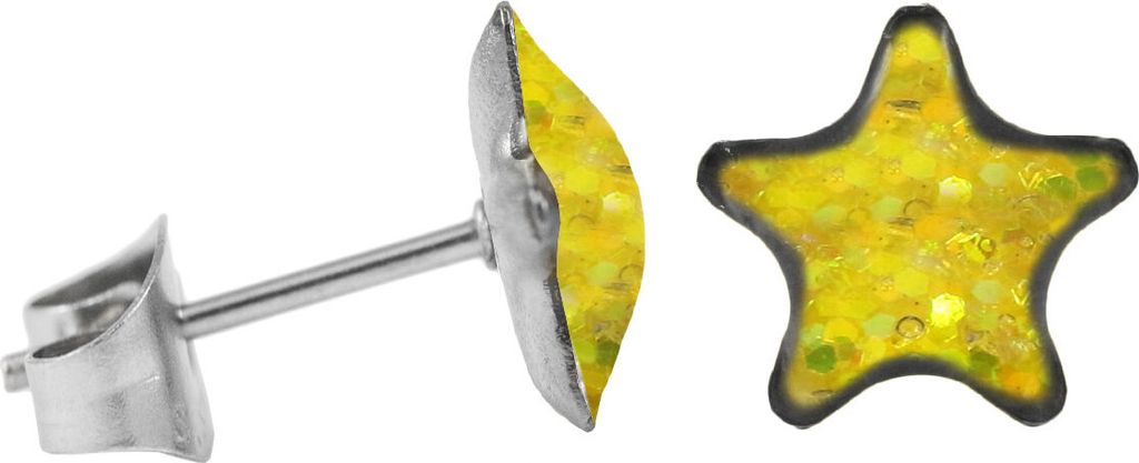 Ohrstecker Chirurgenstahl glitzernder Stern Farbe - Gelb