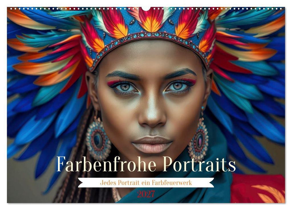 Farbenfrohe Portraits (Wandkalender 2027 DIN A2 quer), CALVENDO Monatskalender