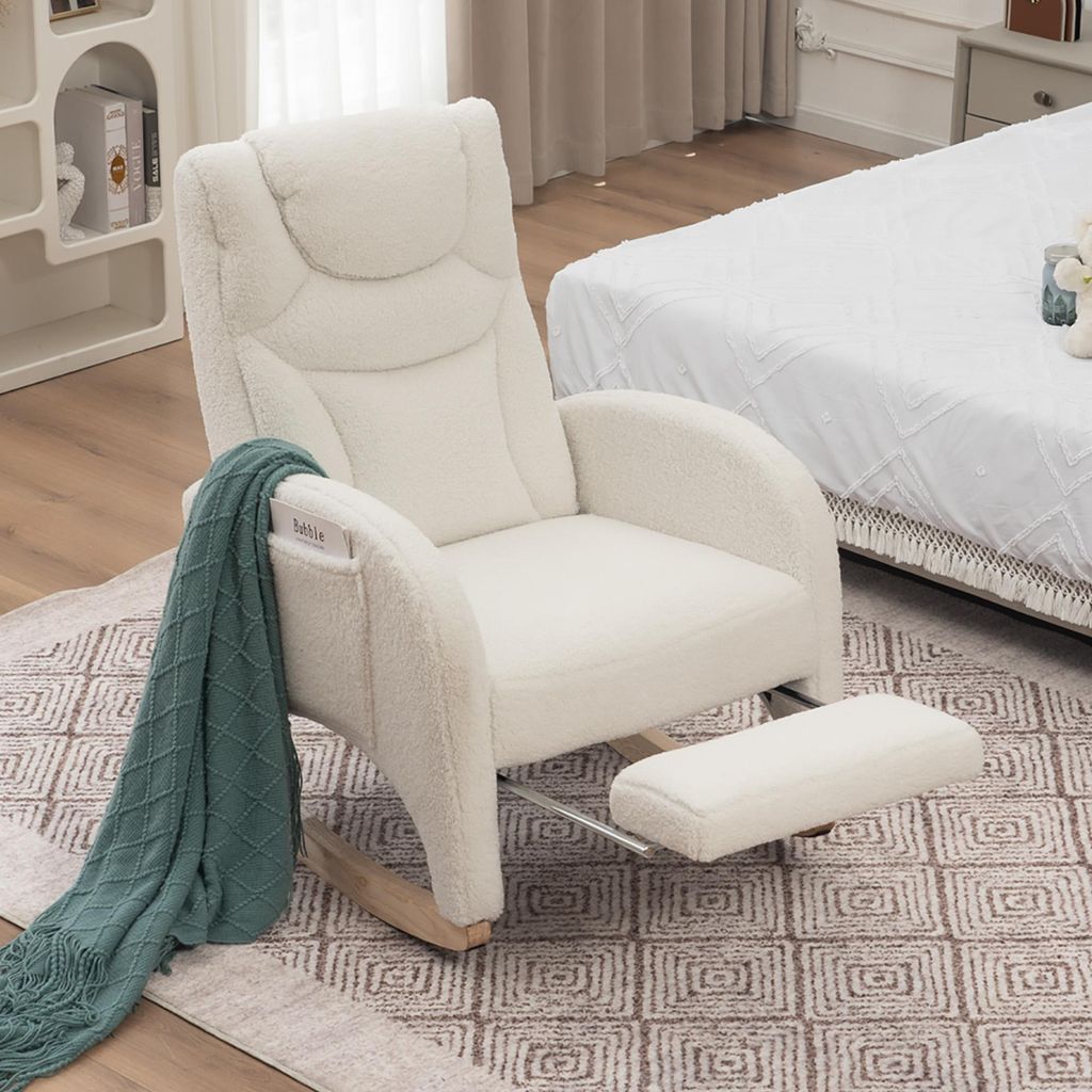 OKWISH Fauteuil à Bascule Relax en Tissu Polaire Teddy Image du produit 