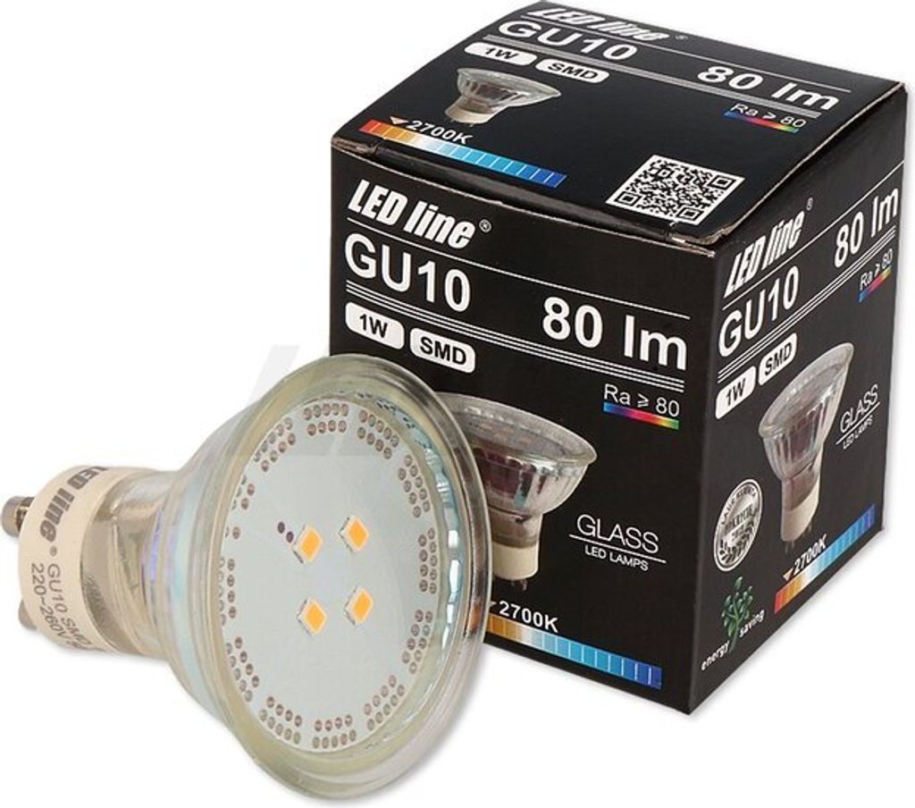 5x LED Line GU10 1W LED Leuchtmittel 120° SMD 6500K Kaltweiß 80 lm Spot Strahler Glass Einbauleuchte Energiesparlampe