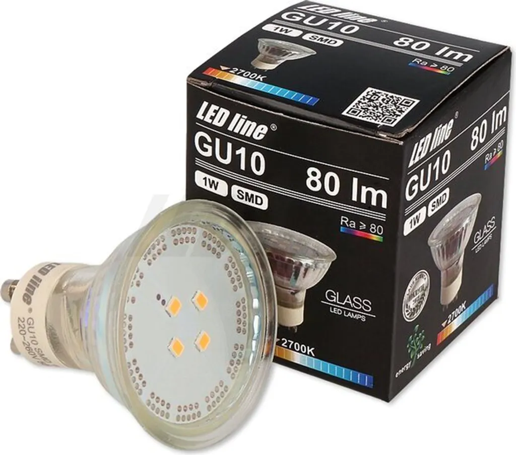 Lot de 10 Ampoules LED GU10 1W Blanc Froid 6500K 80lm en Verre Dépoli