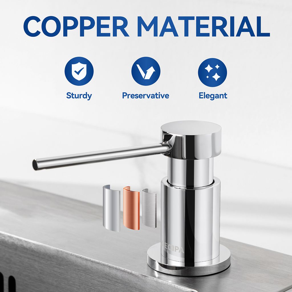 300ml Edelstahl Seifenspender Einbau Spülmittelspender Waschbecken Lotionspender Küche Zubehör Set mit 360° Rotation Pump,Chrom