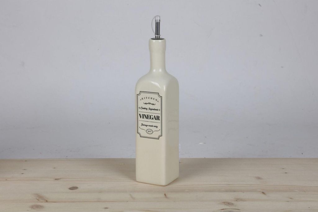 Essigflasche KITCHEN Keramik 600 ml – dekorative Keramikflasche mit Ausgießer ideal für Essig Öl Dressings aromaschützend modern im 8er Set