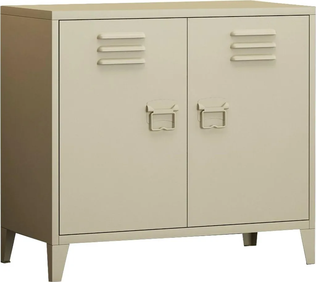 Conco Buffet Blanc Crème 80x40x73h cm avec Étagère de Rangement Modèle C1