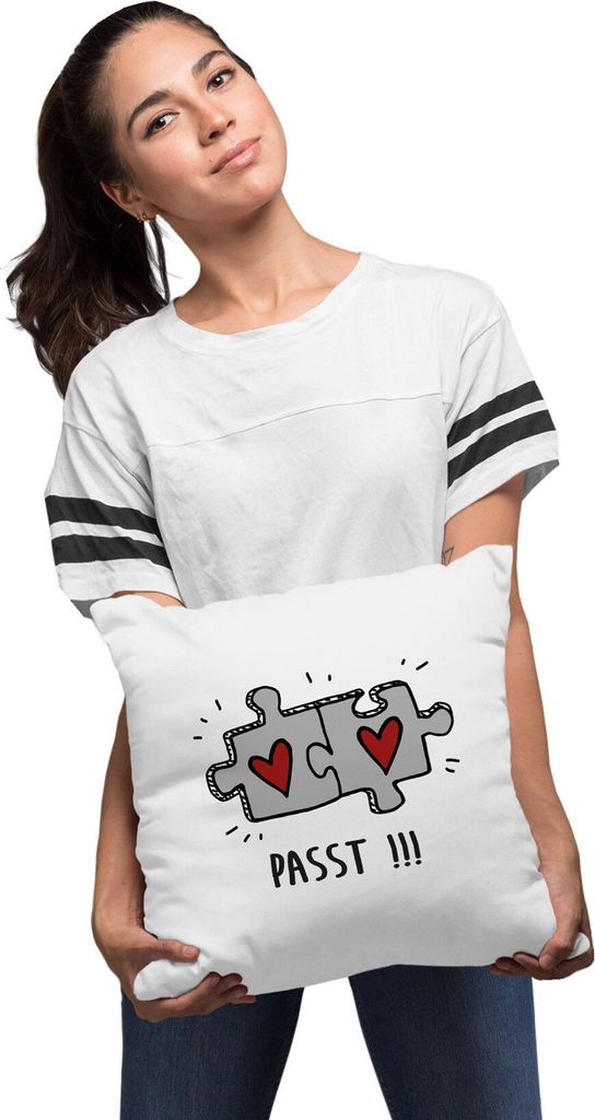 Kissenbezug Passt!!! 2 Puzzleteile Geschenk Liebe Beziehung Jahrestag Valentinstagsgeschenk Weihnachtsgeschenk Moonworks weiß unisize