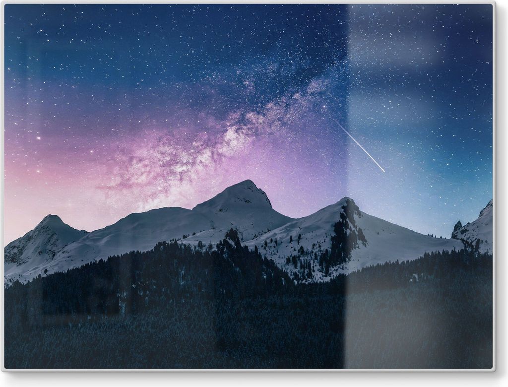 DEQORI Schneidebrett Glas 40x30 cm 'Nachthimmel in den Bergen' Schneideplatte groß