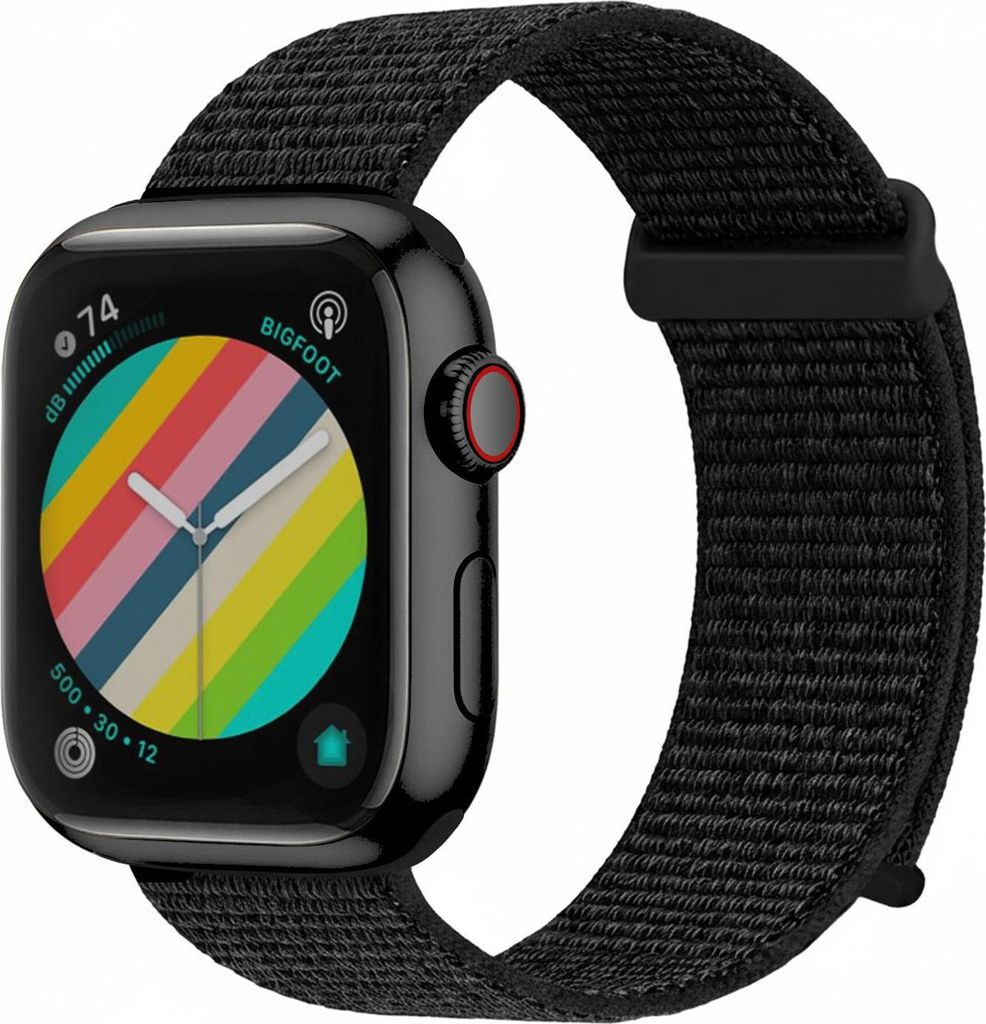 Smartwatch Armband für Apple Watch SE 1 40mm Nylon Textil Band Ersatzband Wechselband Klettverschluss flexibel atmungsaktiv Schwarz