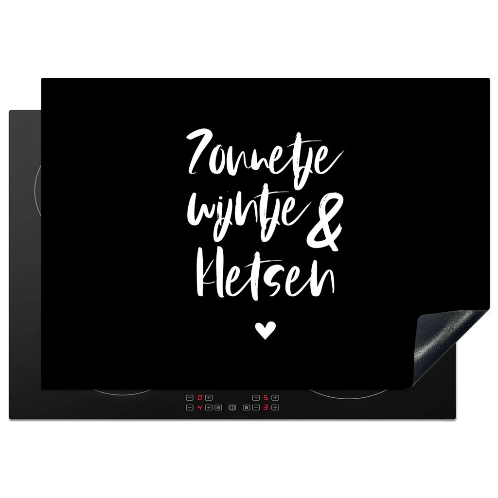 KitchenYeah Herdabdeckplatte Zitate - Sonnenschein, Wein & Gespräch - Text - Wein - Sommer , 75x52cm, Küche Deko, Glaskeramikkochfeld Herdabdec...