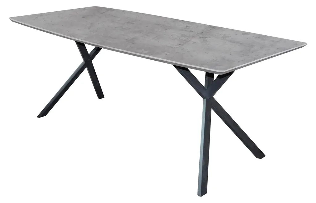 Table rectangulaire 190 cm effet béton 3D Furnlux avec piétement noir