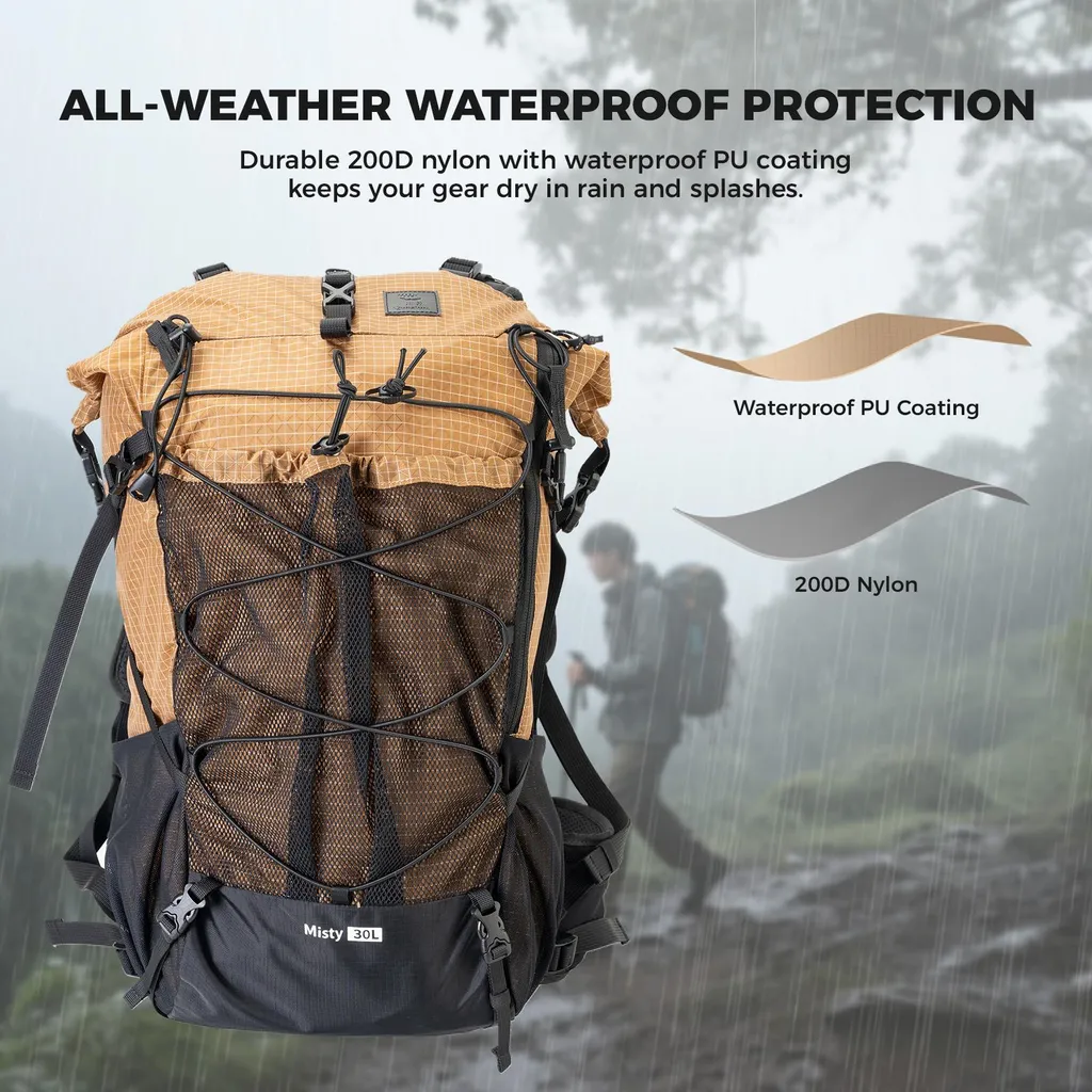 Sac à dos de trekking léger 35L Qunature - Équipement extérieur Kaki - 7