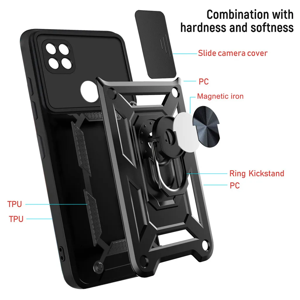 Cover Xiaomi Redmi 9C Antiurto: Supporto Auto e Copri Obiettivo Slide - 4