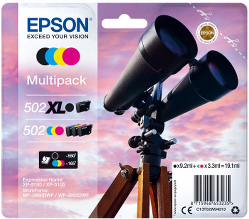 Epson 502 XL Tintenpatrone(n) 4 Stück Original High (XL) Yield Schwarz, Blau, Magenta, Gelb