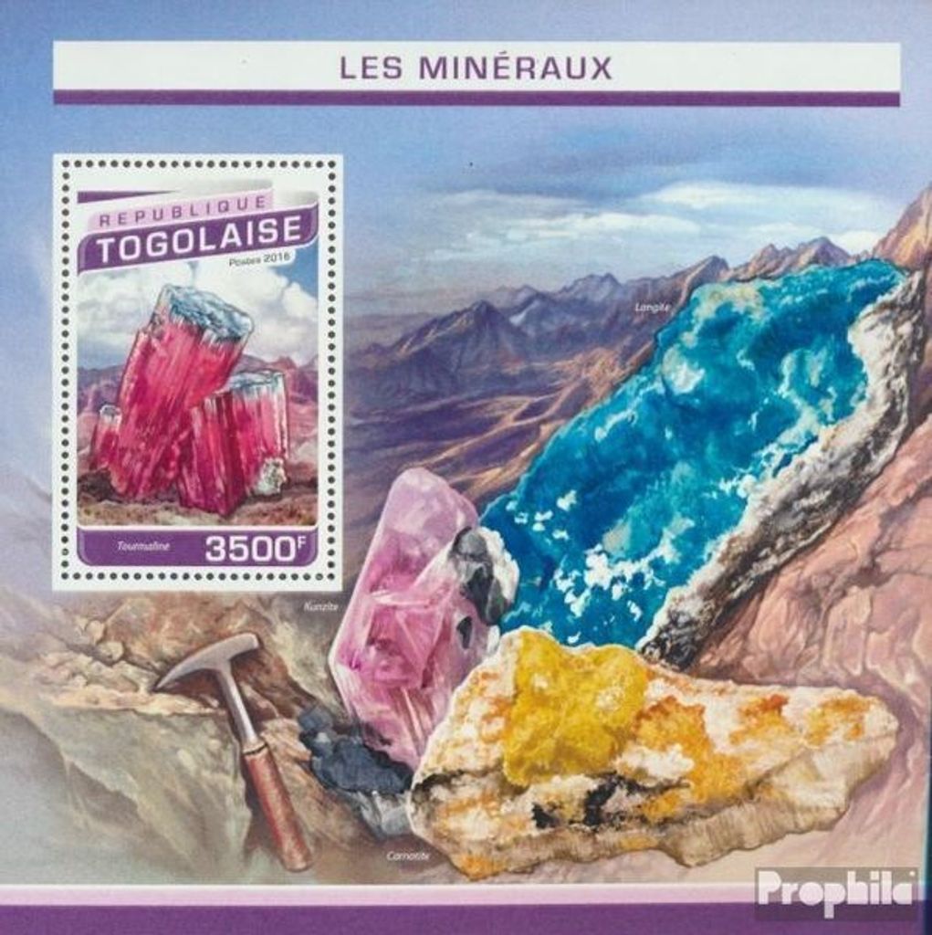 Briefmarken Togo 2016 Mi Block 1352 (kompl. Ausgabe) postfrisch Mineralien