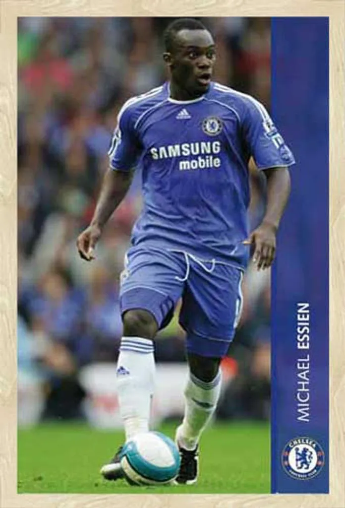 Calcio - Poster - Chelsea, Michael Essien + cornice rimovibile, Shinsuke® Maxi MDF oak, vetro acrilico