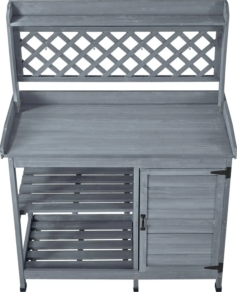 Table de Rempotage avec Meuble Bas et Étagères de Jardin en Bois Gris Anthracite