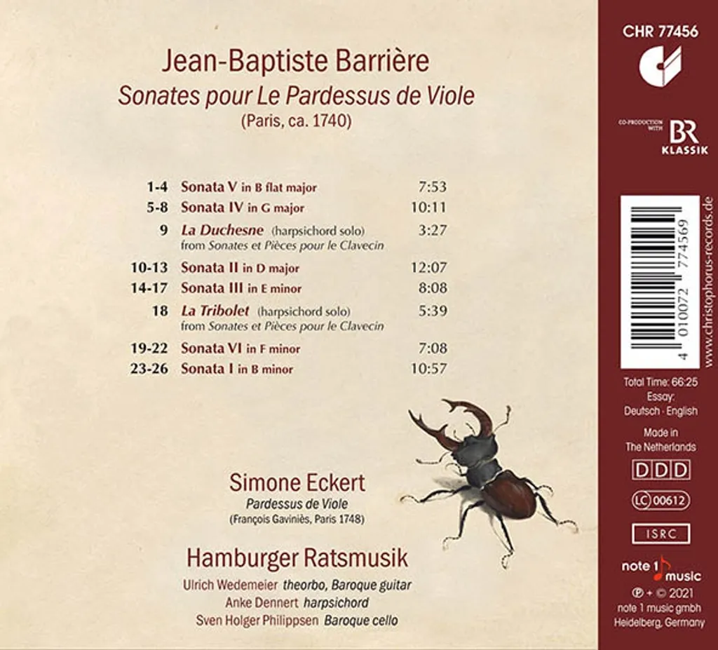 Partition Lisible Sonates pour le Pardessus de Viole - Réédition 2024