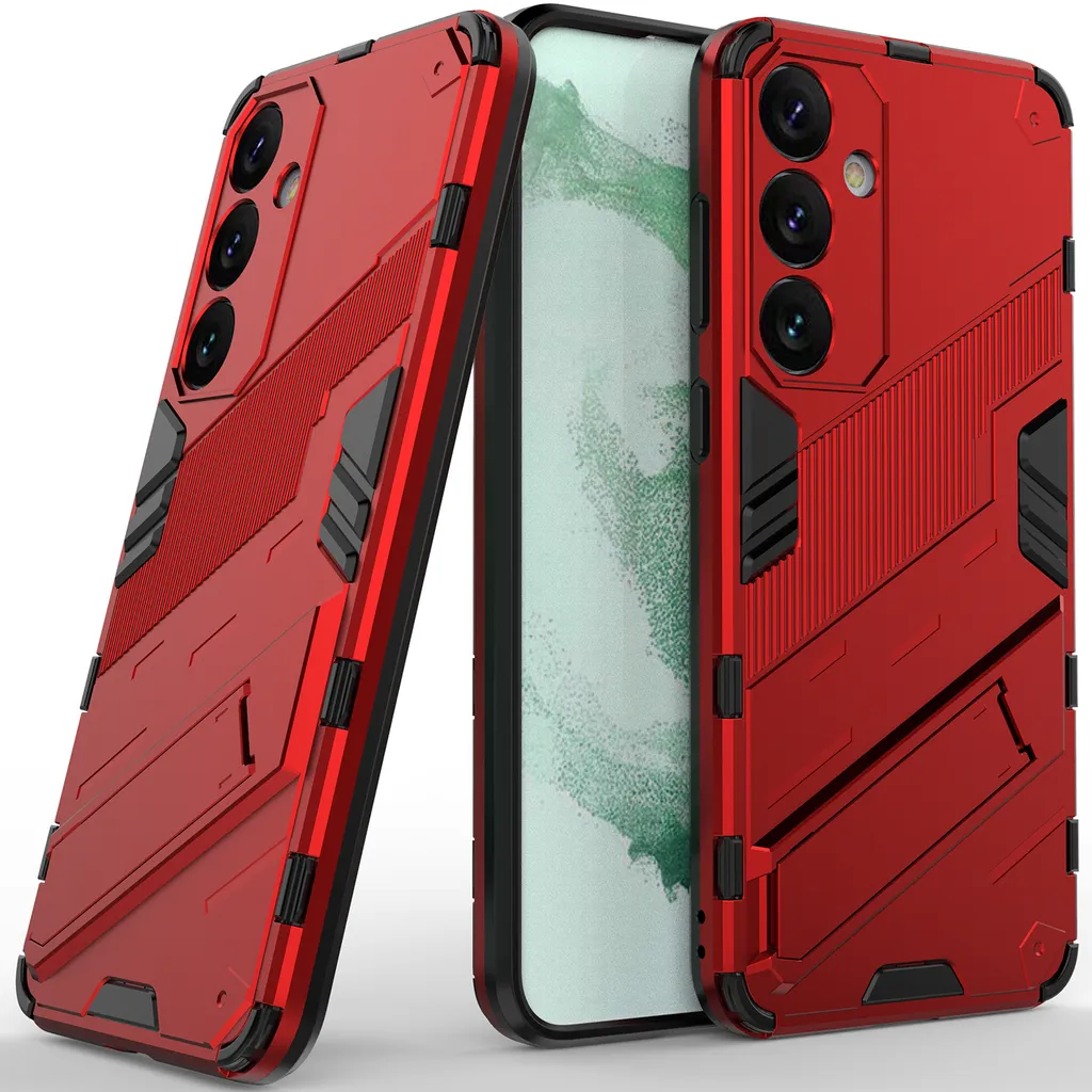 Custodia Samsung S24+ Ibrida Rosso Fuoco - Stand e Protezione Camera