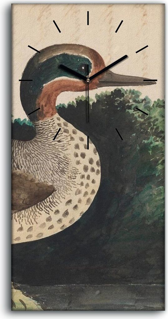 Leinwand Uhr Küche Wohnzimmer Bild 30x60 Vögel Wild Tiere Zeichnung Kunst - schwarze Hände