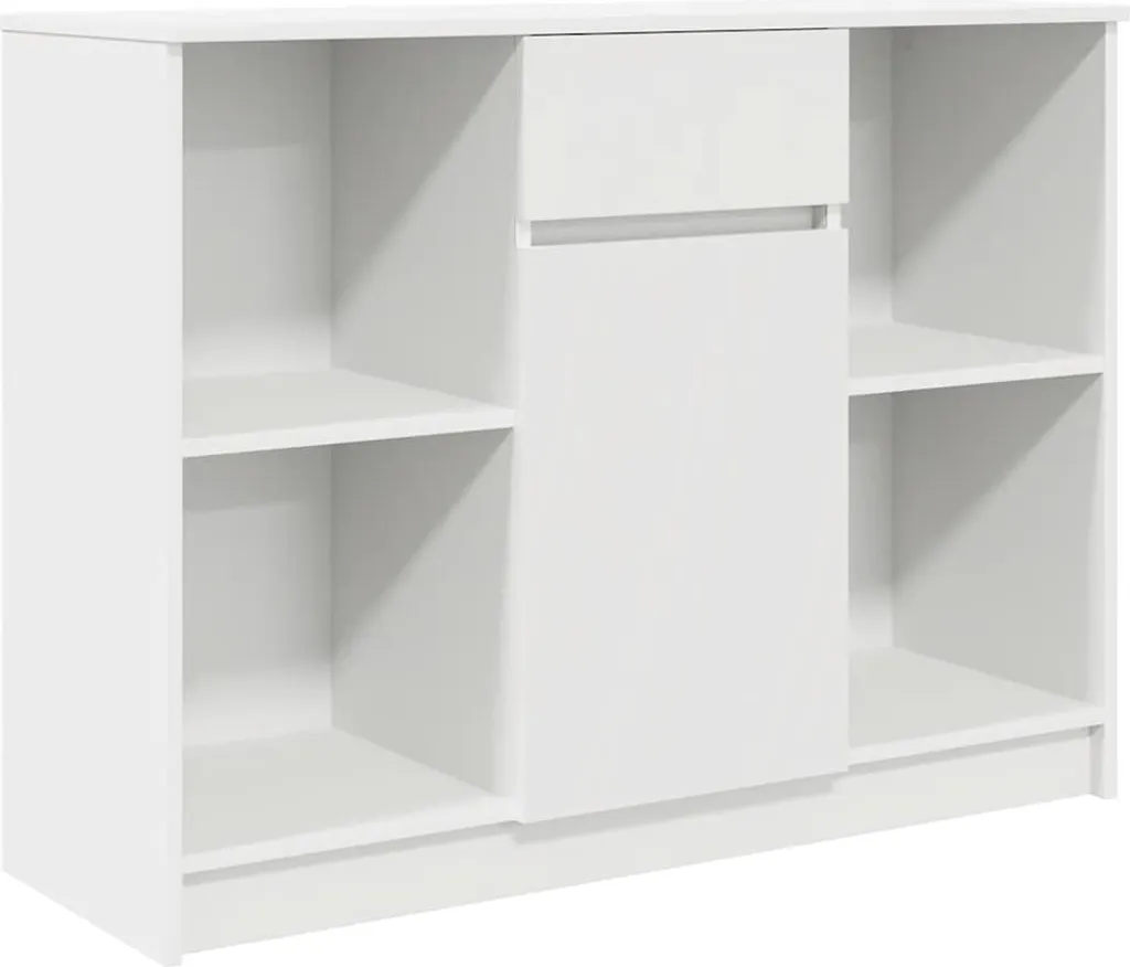 Mobile Buffet Bianco 101cm con Cassetti - Legno Strutturato 35x76cm