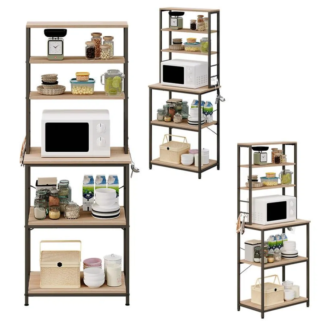 Étagère de Cuisine 6 Niveaux Brun Clair Sonoma au Style Loft Industriel
