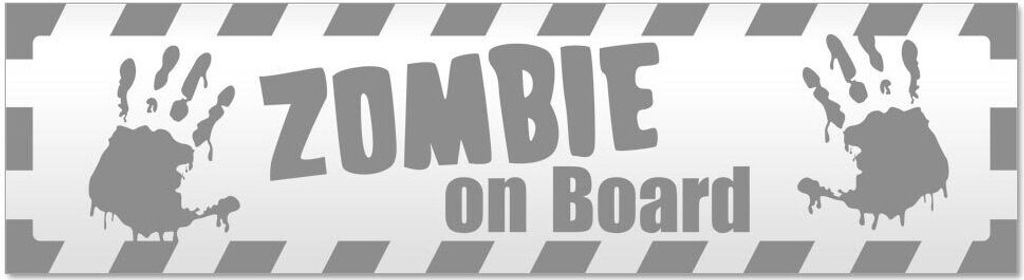 Kiwistar - Autoaufkleber - Grau - 60 x 16 cm - Zombie ob Board gestreift - Hinweis Aufkleber Sticker für Auto, Kfz, Fahrrad, PKW, LKW