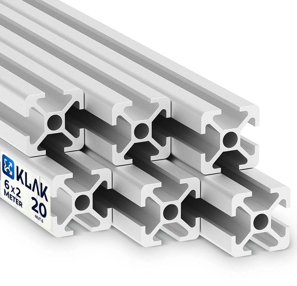 KLAK 20 - Aluprofil 6 Stück 20x20mm 2m System-, Montage-, Produktbild 