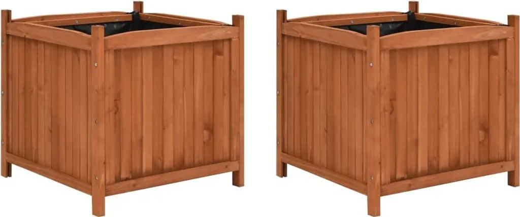 Bac à fleurs surélevé 50 cm en bois lot de 2 pour balcon et potager bio