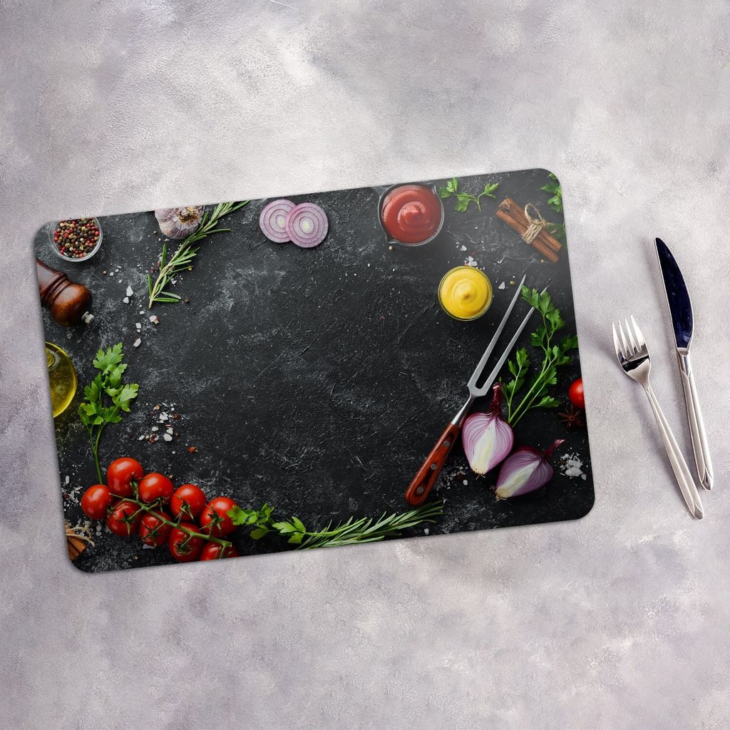 Tischset 4x45x30 cm Platzset Tischmatte Platzmatte Untersetzer - Gewürze Gemüse