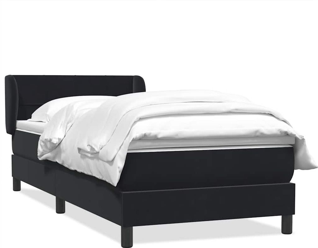 Boxspringbett mit Matratze Schwarz 80x220 cm Samt